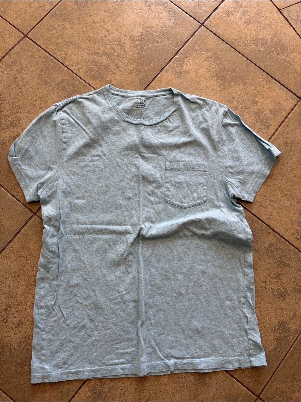 JCrew Men's slim washed Light Blue Pocket Crewneck T-Shirt